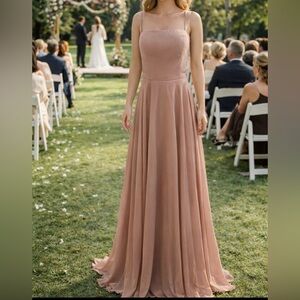 Jenny Yoo Blush Chiffon Bridesmaid Dress Size 14 A-Line Wedding Guest